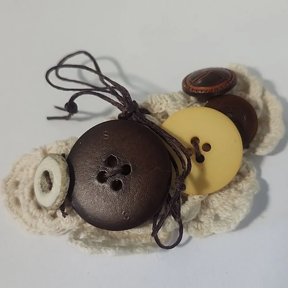 Crochet Brooch With Buttons